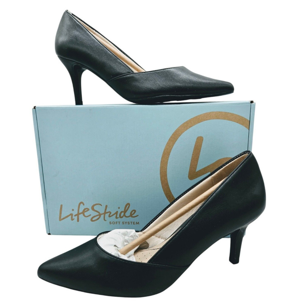 LifeStride Womens Savvy Black Faux Leather Pumps Shoes 7 Medium‎ (M) - NEW